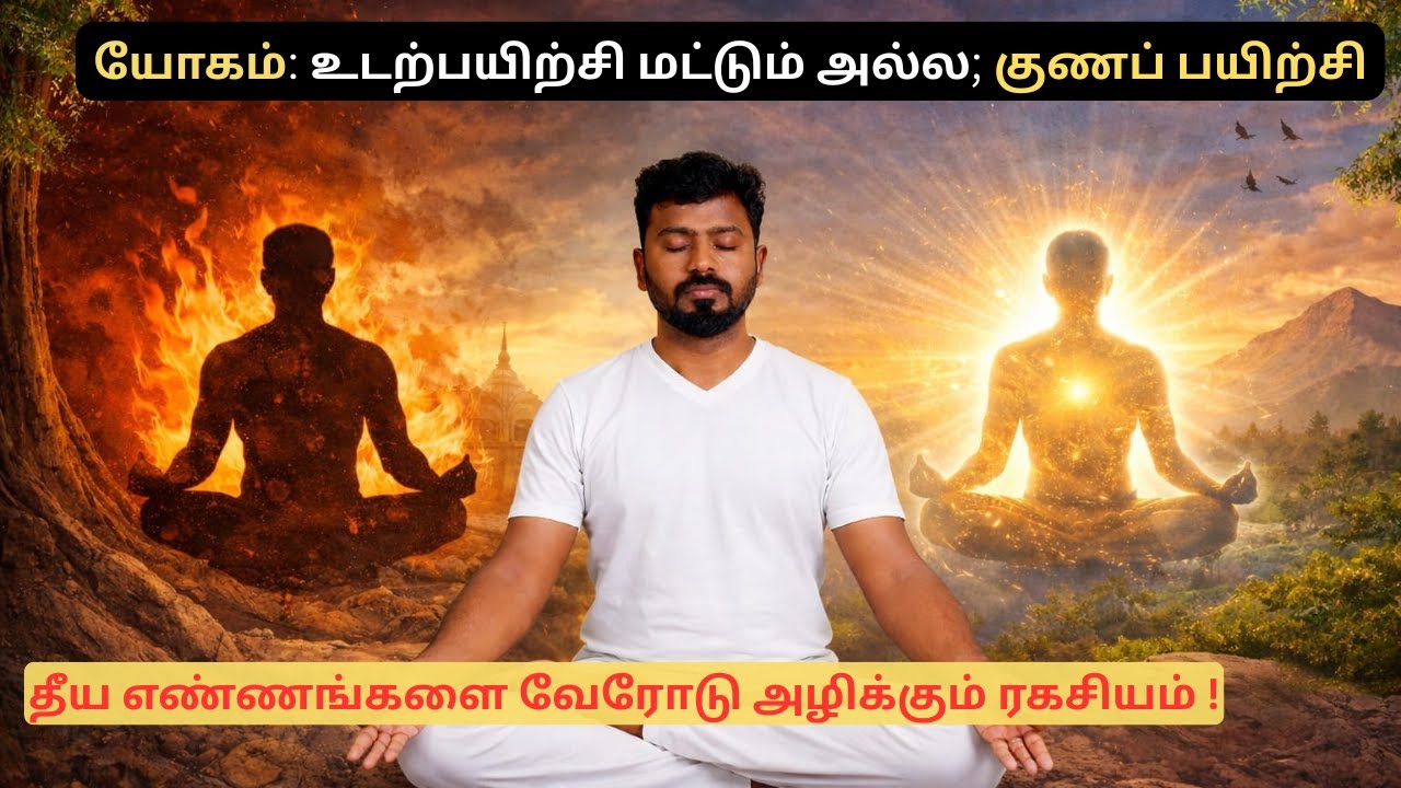 யோகம்: உடற்பயிற்சி மட்டும் அல்ல; குணப் பயிற்சி | தீய எண்ணங்களை வேரோடு அழிக்கும் ரகசியம் !