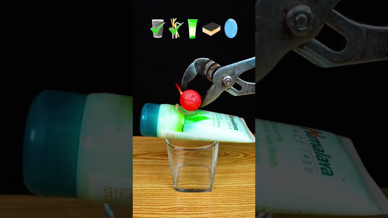 1000C Red Hot Ball Vs Rubber Bands Straws Sponge satisfying asmr experiment