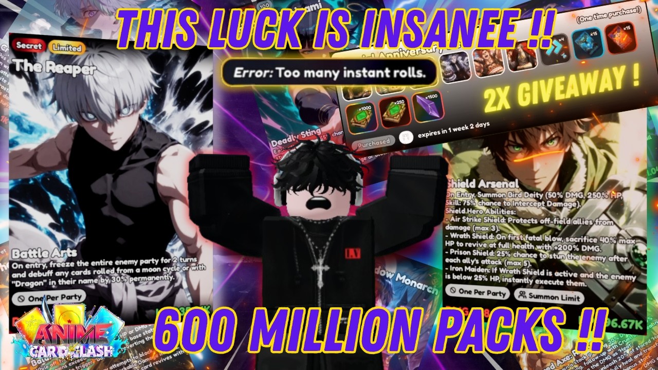 I GOT 600M Packs & WE PULLED 6 QUADRILLION CARDS!! In anime card clash!