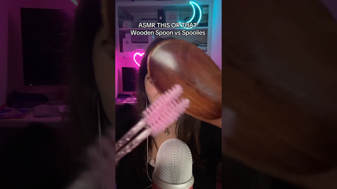 ASMR This or That: Wooden Spoon vs Spoolies! #asmrmouthsounds #asmrwhispering #mouthsounds