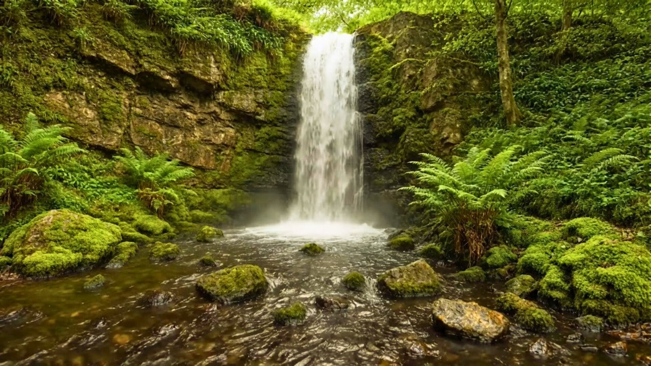Soft Emotional Release Sleep Melody by Dark Waterfall Under Cosmic Sky for Mind Relaxation 💙✨💧