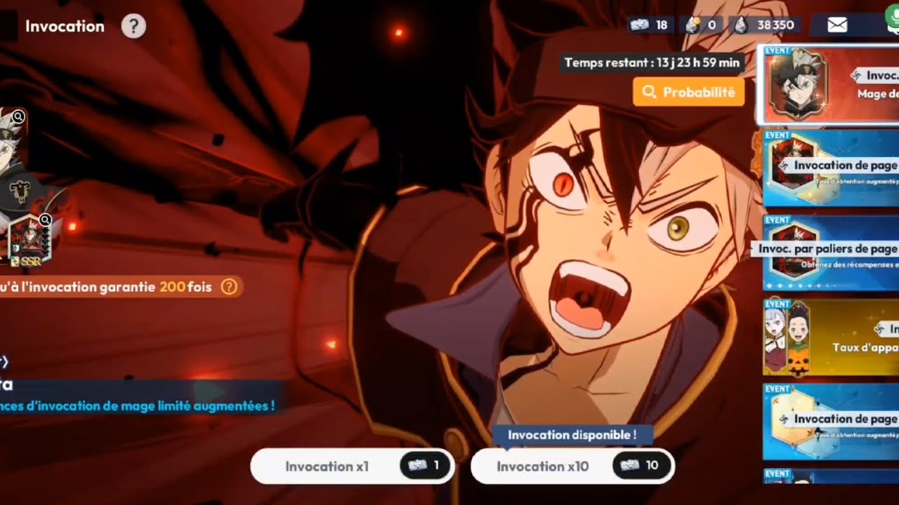 Invocation BLACK Asta sur black clover mobile