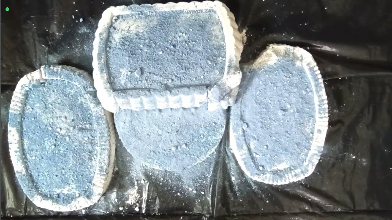 Crisp white chalk covered in blue 💙#Gym chalk crushing 