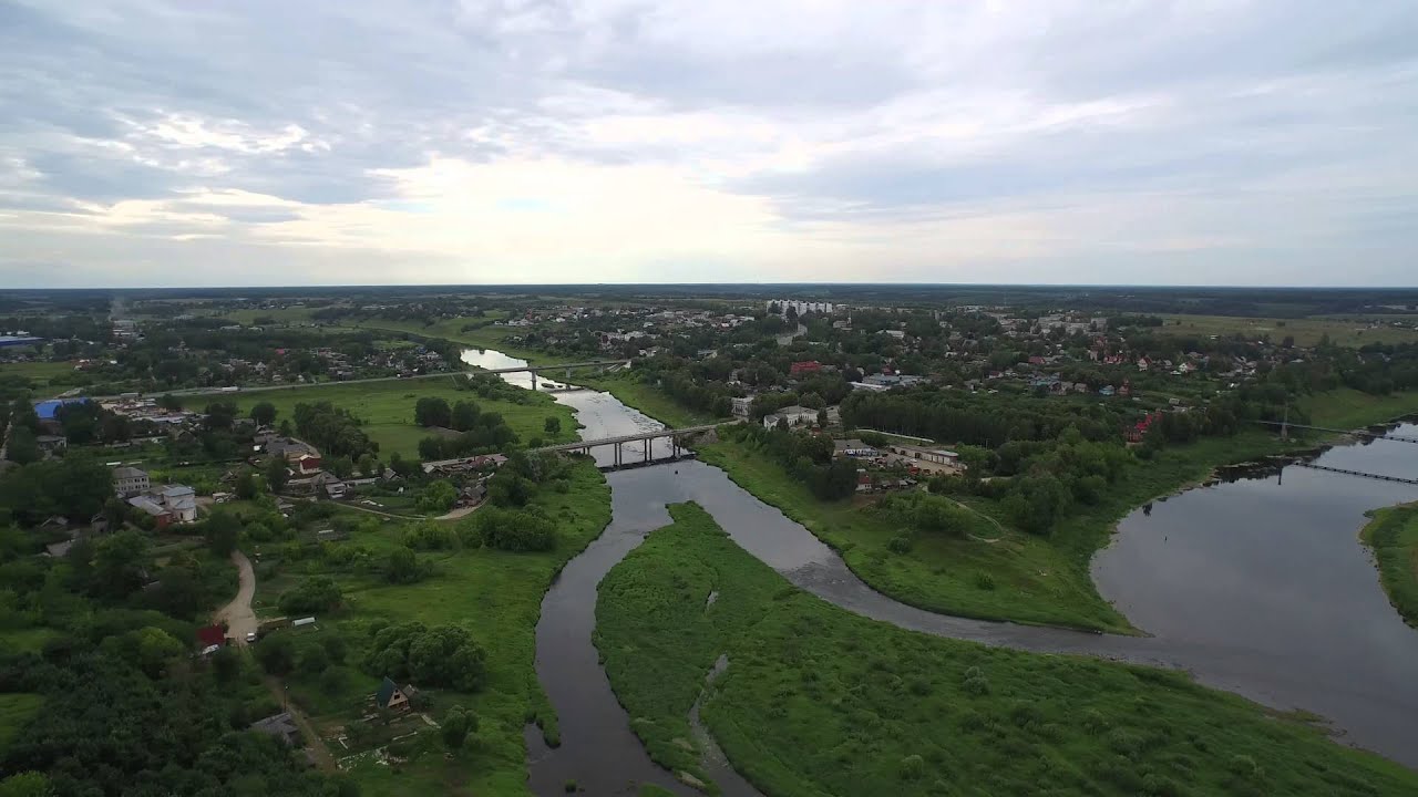 DJI Inspire 1 над Волгой. Город Зубцов. Видео 4К.