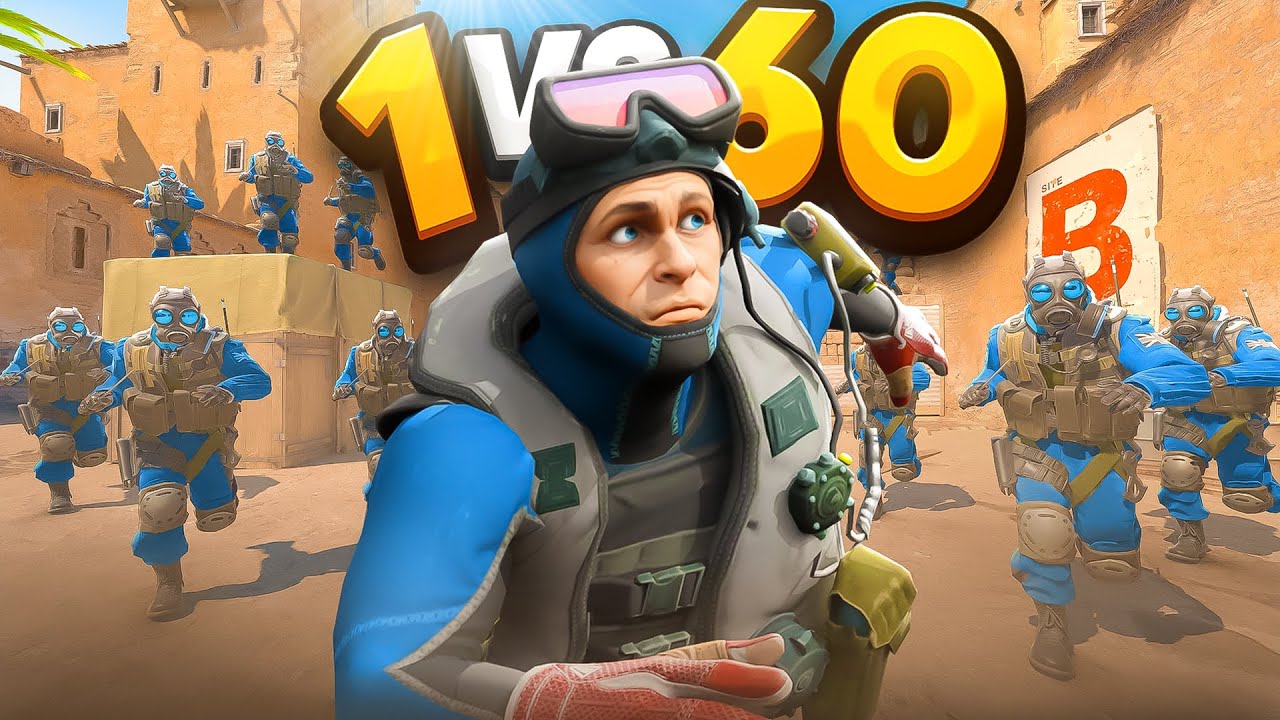 Я 1 Против 60 Игроков с Ножами (CS2)