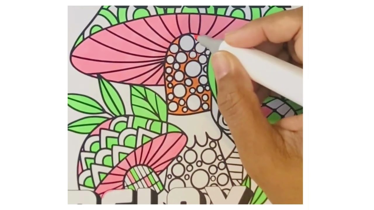 Relaxing Mushroom Mandala Coloring  ASMR Marker Sounds  January Calm 