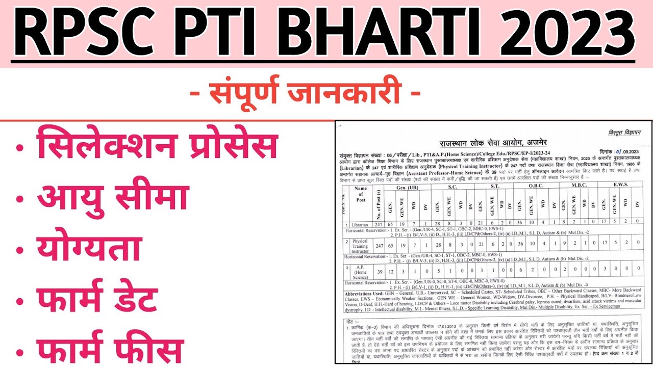 Rpsc PTI Recruitment 2023 | College PTI Bharti 2023 | Rpsc | Tilok Study center