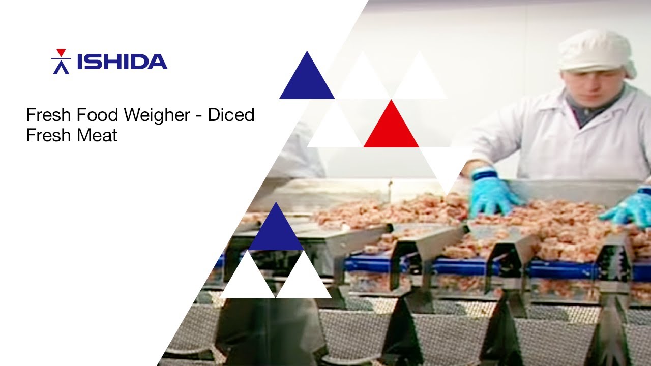 Ishida Fresh Food Weigher. Application: Diced Fresh Meat