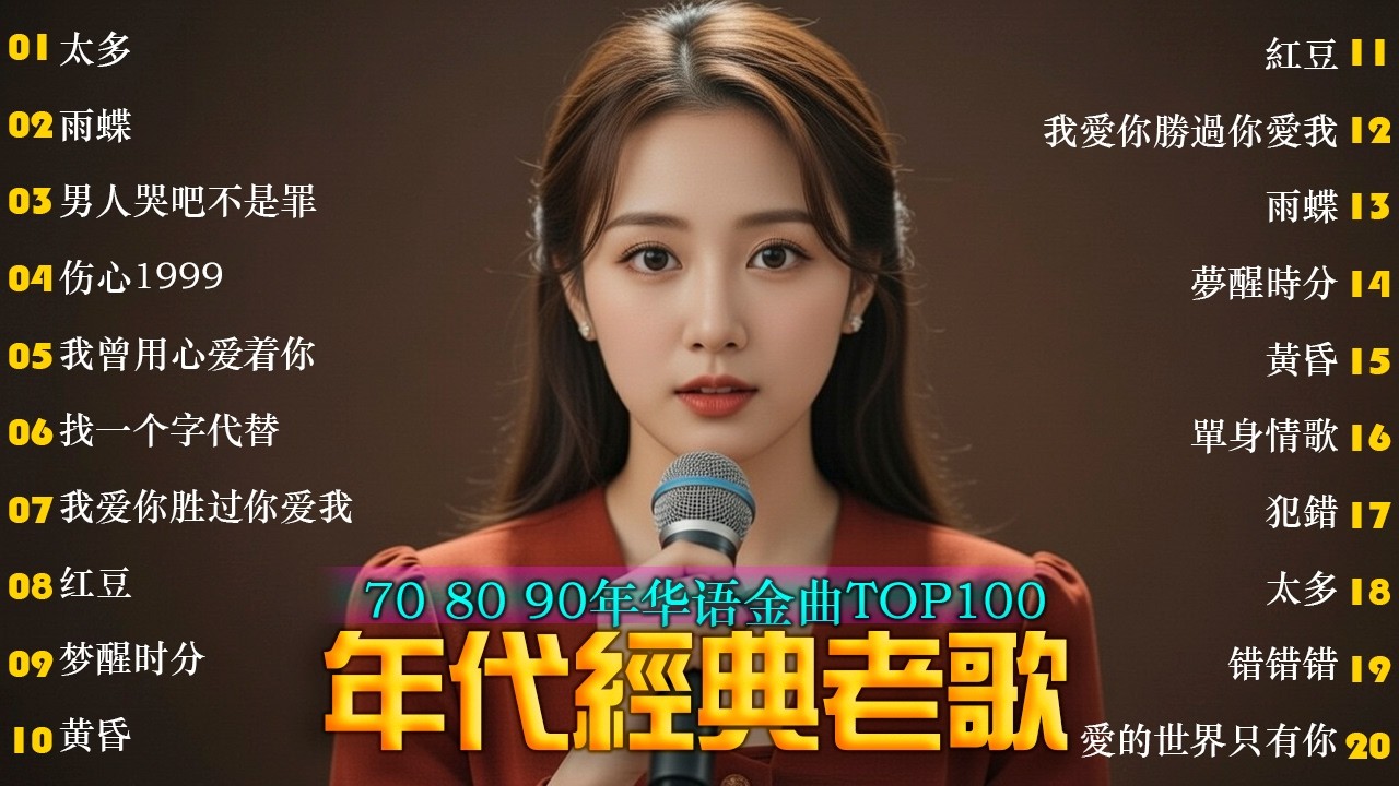 100首80年代唱遍大街🌈只有慢慢诉说的旋律和静静陪伴的声音🌿80、90年代经典老歌尽在 经典老歌500首❤年代唱遍大街小巷的歌曲 今天给大家推荐80、90年代由台湾一人一首成名曲🌿