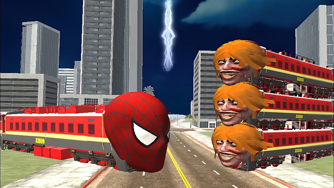 Kamala Monster Train vs Spiderman Train - INDIAN BIKES DRIVING 3D GAME