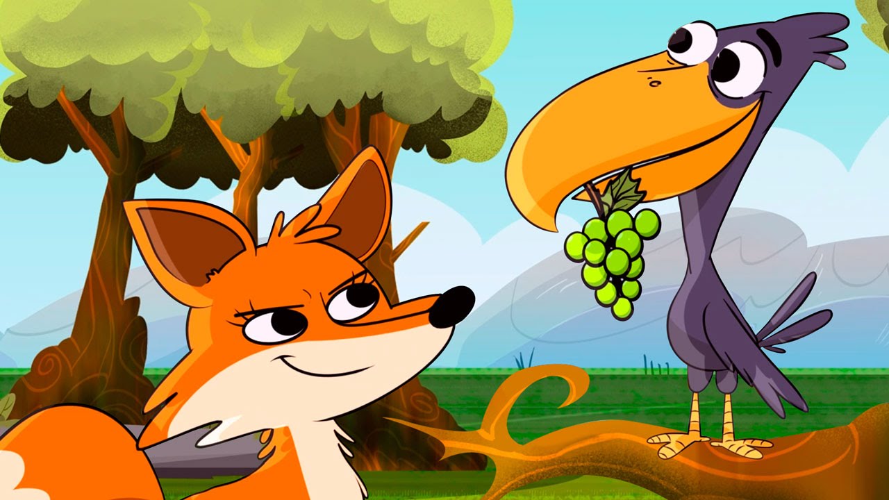 LA ZORRA Y EL CUERVO  -  LA ZORRA Y LAS UVAS, FABULAS y canciones infantiles