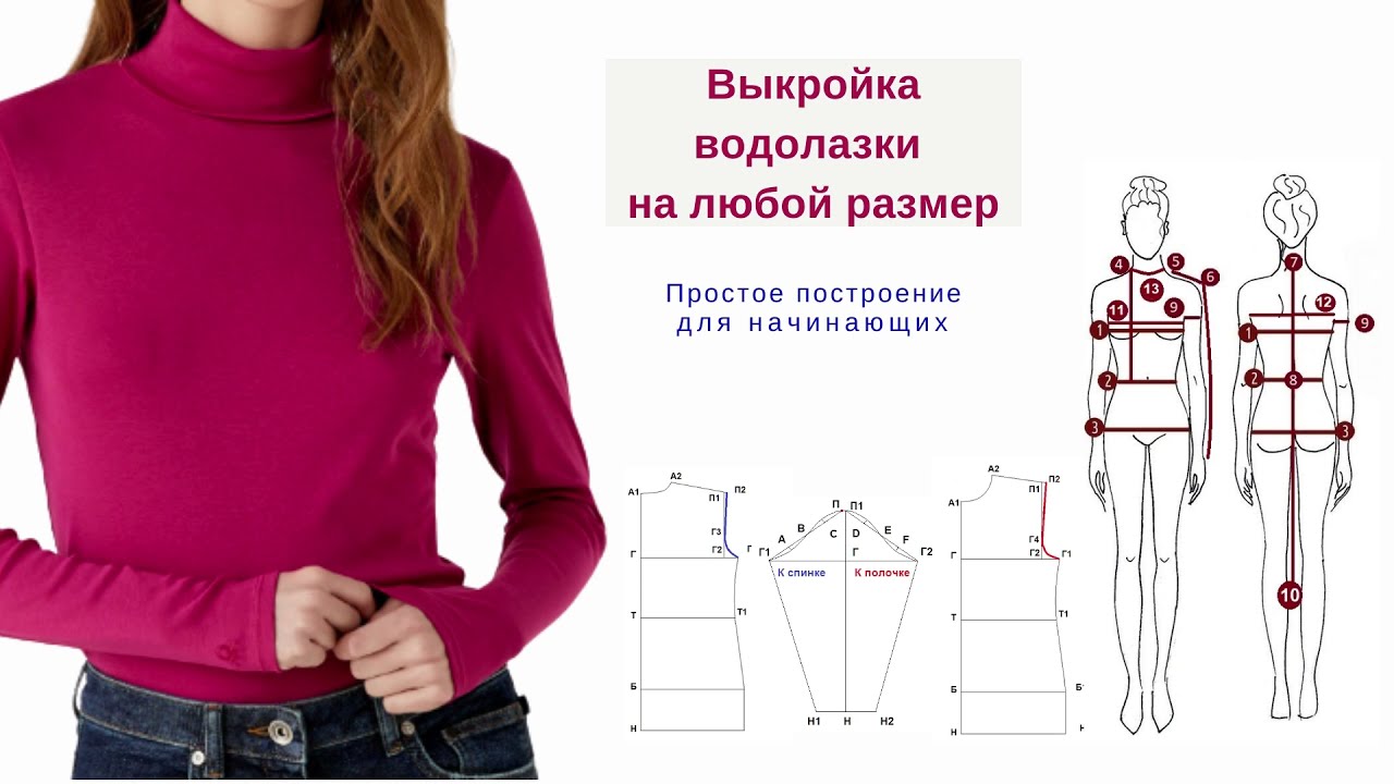 Выкройка водолазки на любой размер / Простое построение для начинающих