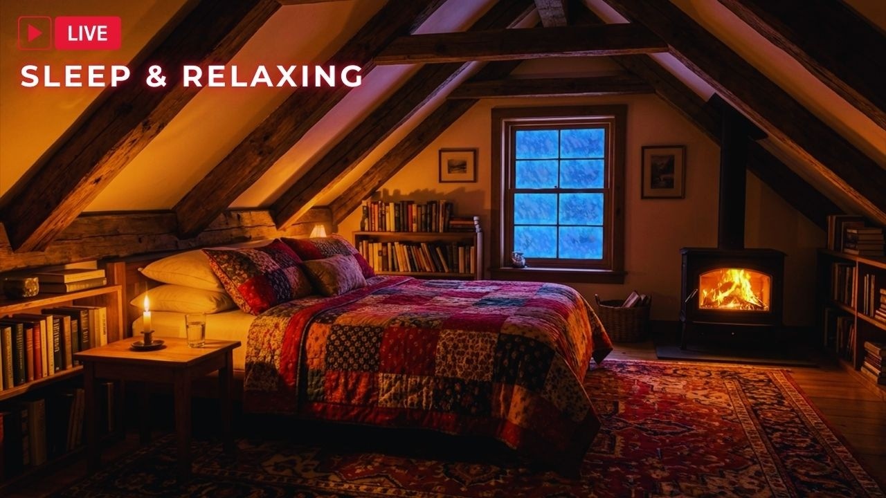 Cozy Fire & Wind Symphony - Relaxing Fireplace Sounds for Peaceful Sleep
