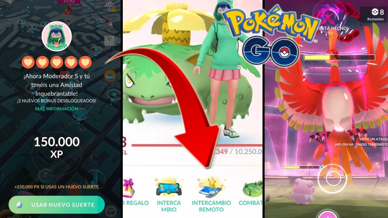 INTERCAMBIO REMOTO DESBLOQUEADO CON MI PRIMERA AMISTAD 5 MÁS HO-OH DINAMAX BAJO LA LLUVIA!