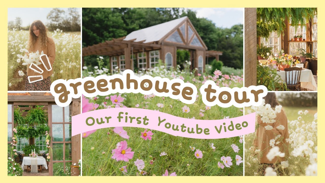 🌻 greenhouse and garden tour! we built a greenhouse venue & tiny flower farm 🌻