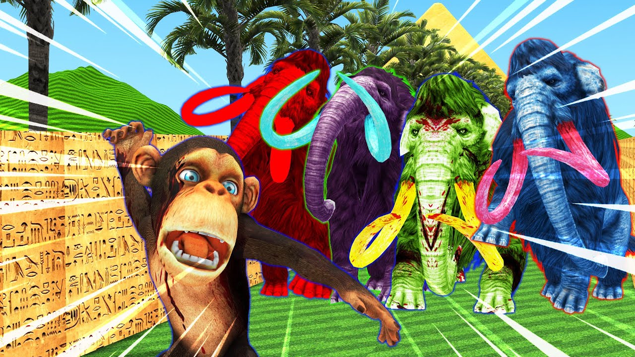 4 Mammoth chasing Monkey in ancient egypt maze Temple run