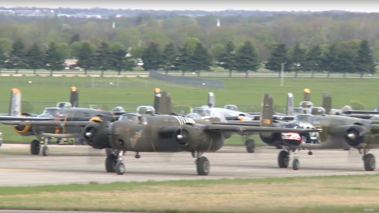 Eleven B-25 Mitchells Land For Doolittle Raid 75th Anniversary - Dayton, OH