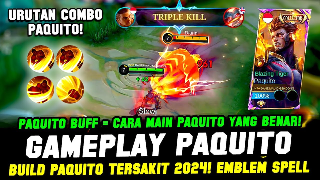 GAMEPLAY PAQUITO❗CARA MAIN PAQUITO PATCH TERBARU & BUILD PAQUITO TERSAKIT 2024❗PAQUITO EXP LANE