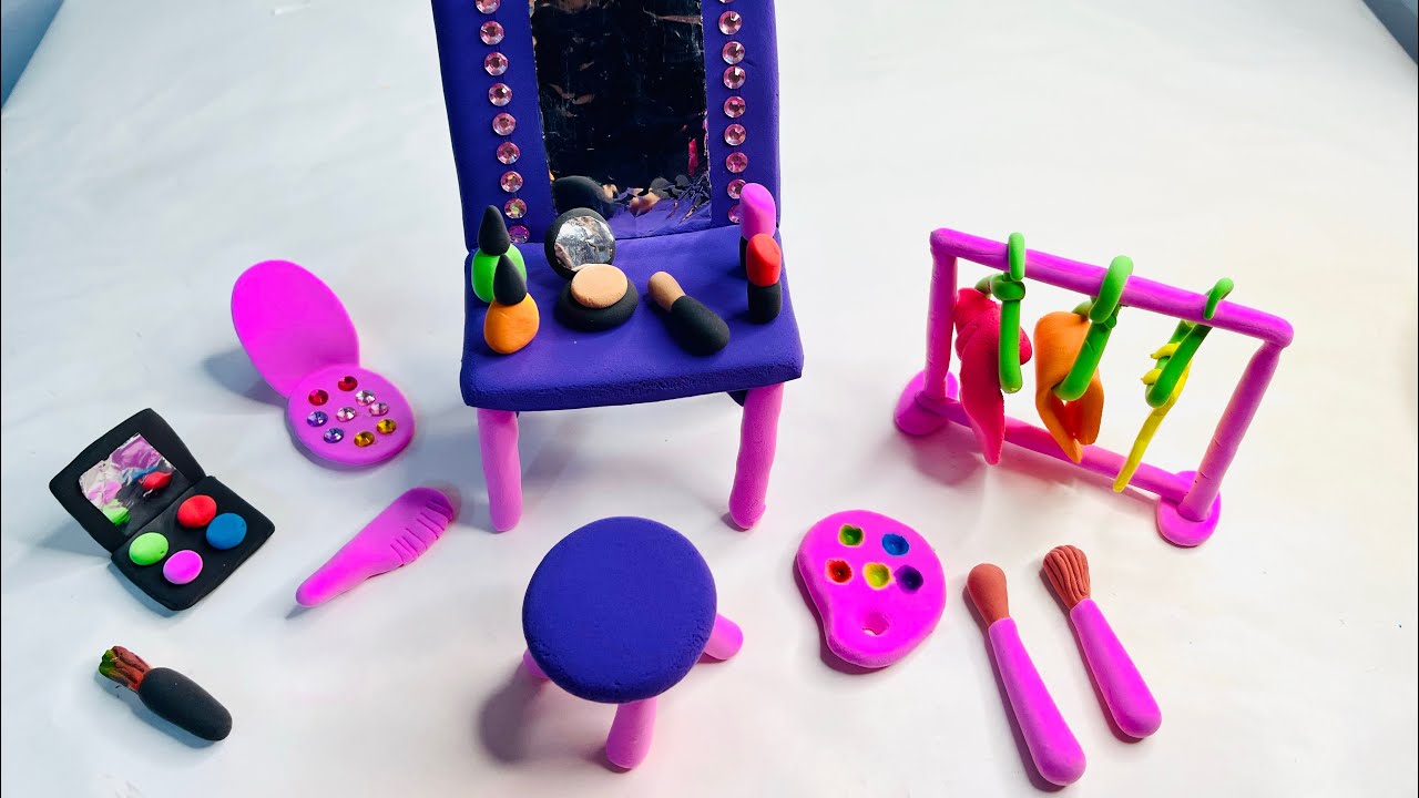 Clay Se Banaya Mini Makeup Vanity Set 💄 | Amazing Clay Art | Handmade Miniature Craft