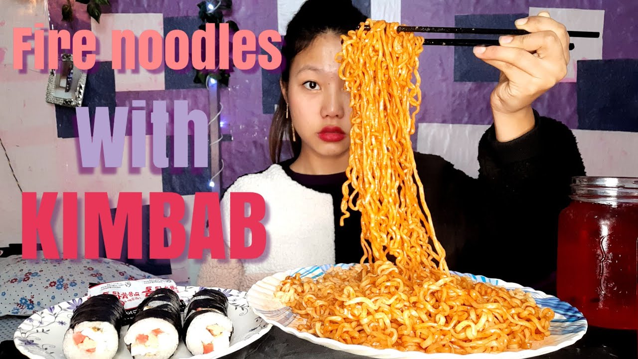 FIRE NOODLES With KIMBAB EATING SHOW | MUKBANG |