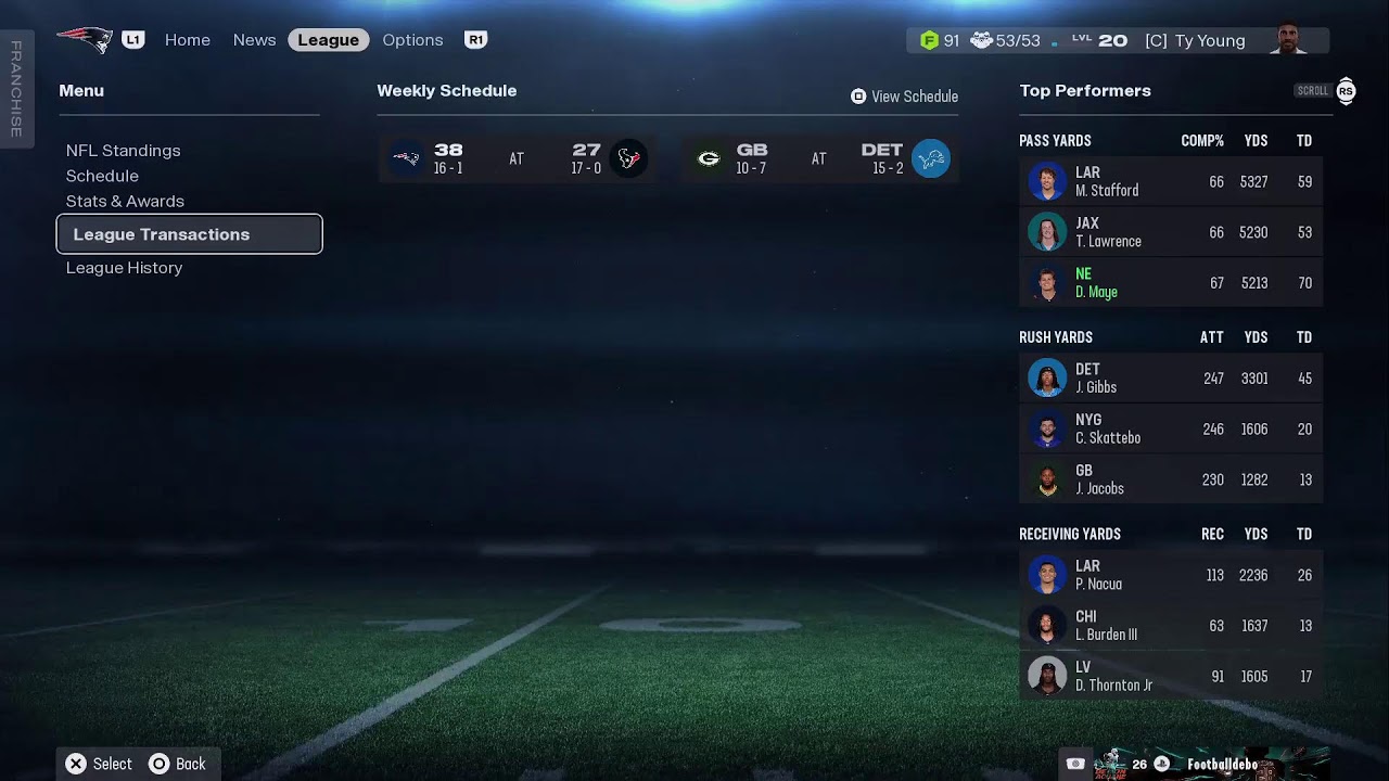 Madden 26 league game vs Texans