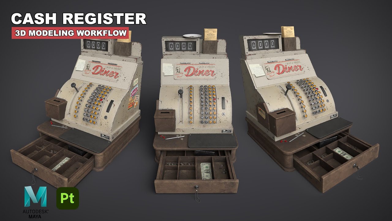 Old Cash Register | Autodesk Maya + Substance 3D Painter
