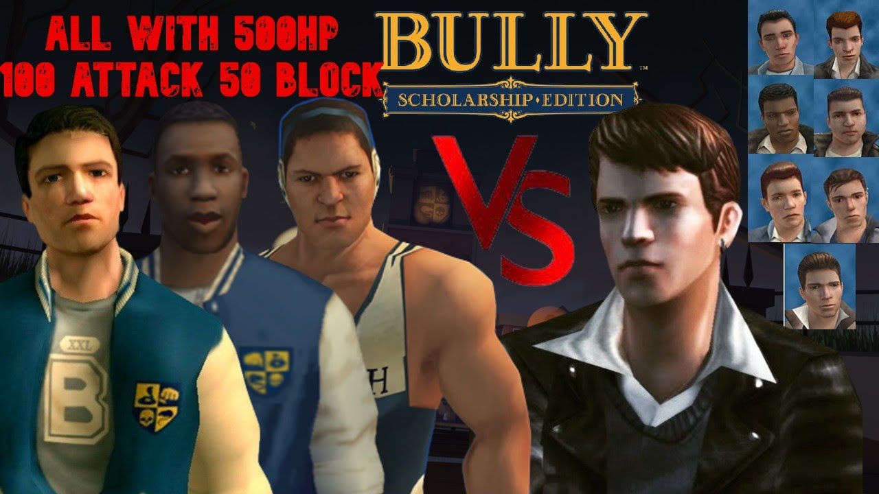 Bully SE: Ted Damon Luis Wrestler ( All 500HP 100 Attack 50 Block ) VS Greasers ( With Boss Health )