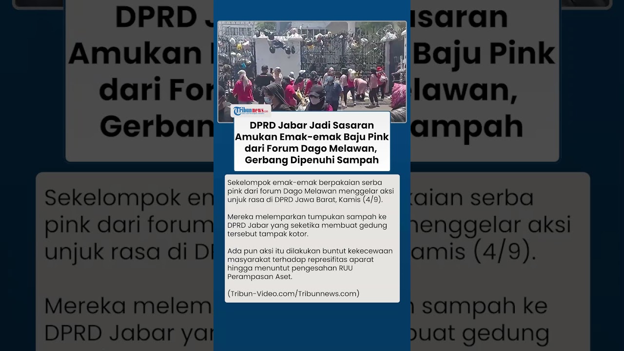 Emak-emak Berbaju Serba Pink Serang Gedung DPRD Jabar dengan Tumpukan Sampah: Buang pada Tempatnya