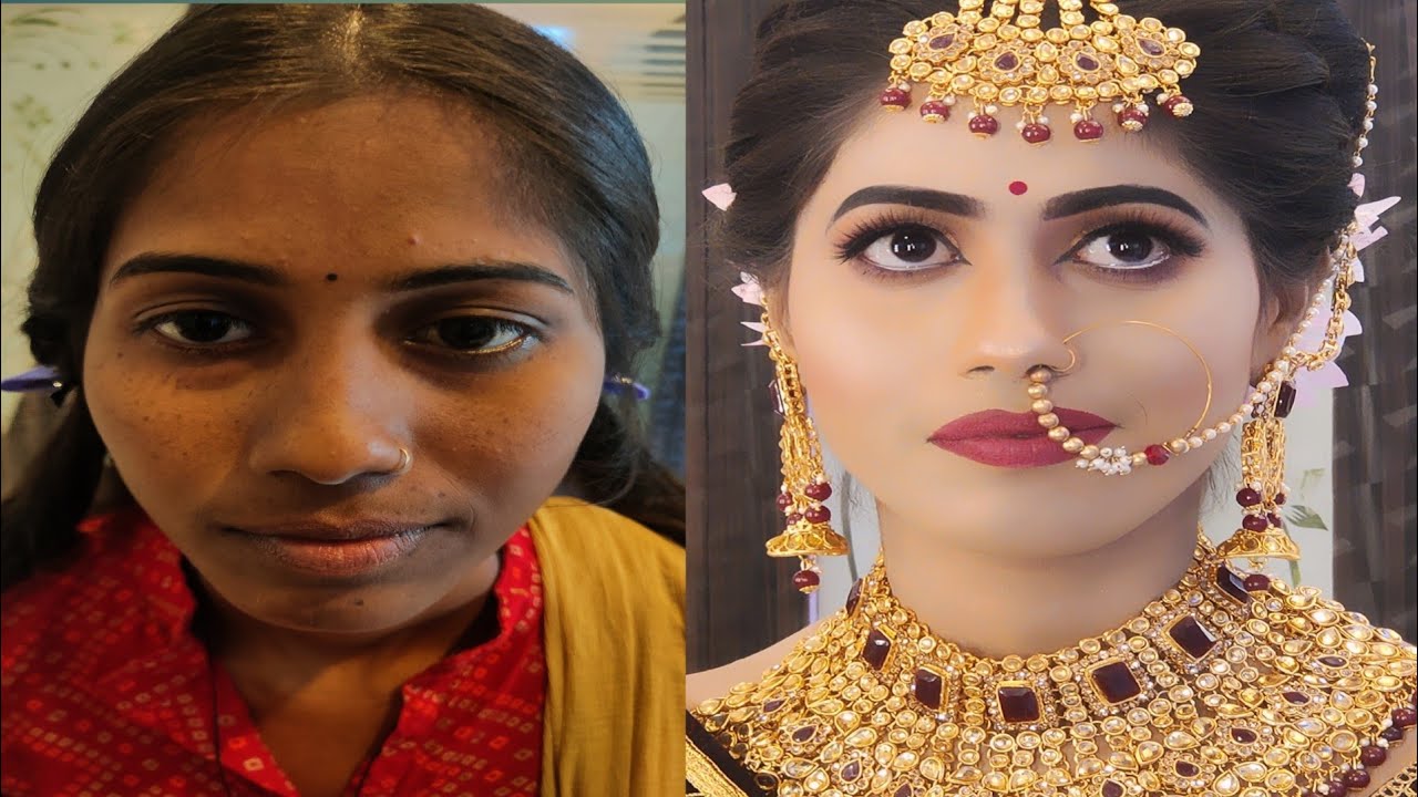 CUSTOMIZE Base dark skin bridal makeup tutorial step by step for beginners with full product details