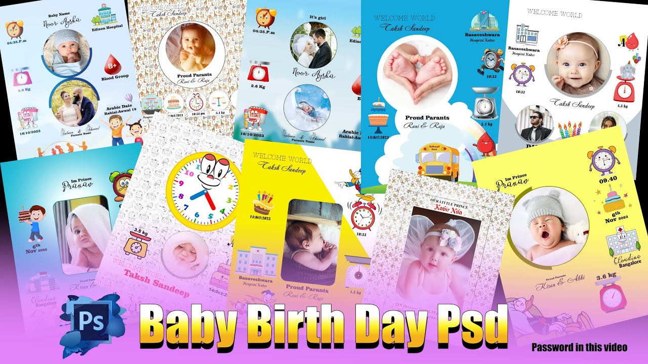 Baby Frame PSD File FREE Download l New Born Baby Photo Frames l Baby Birth Psd Templates