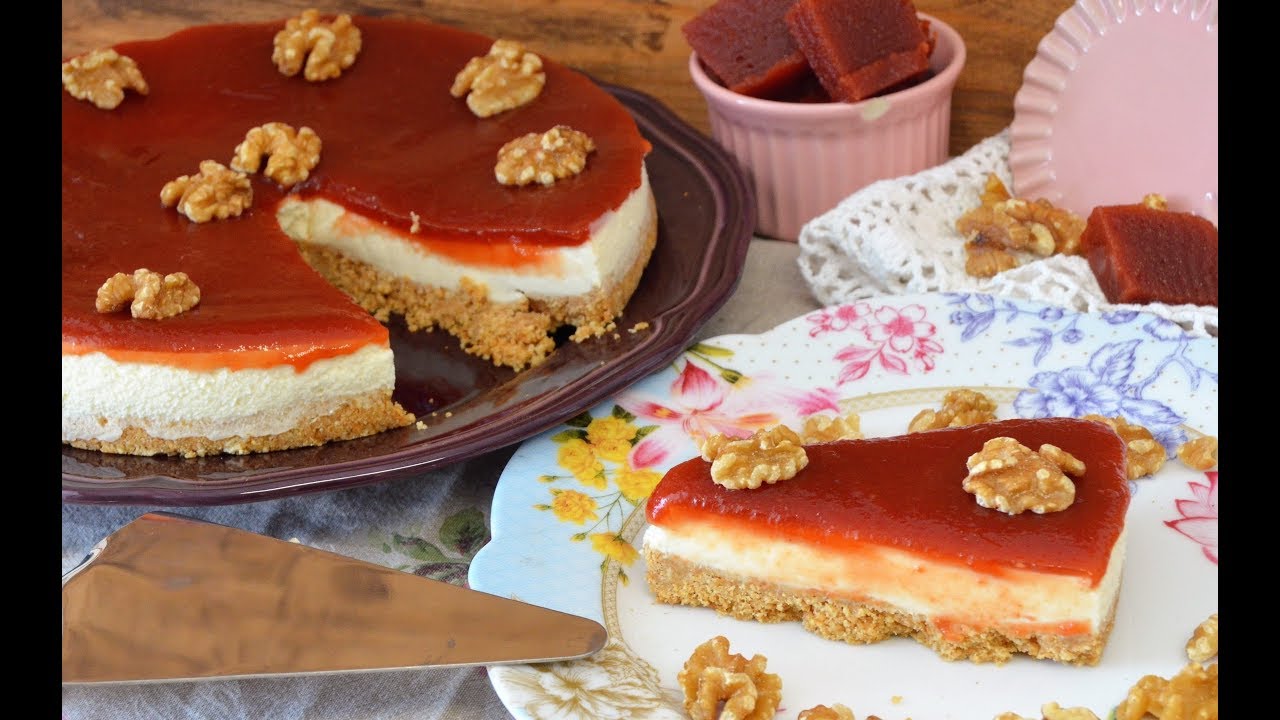 TARTA DE DULCE DE MEMBRILLO CON QUESO CAMEMBERT Y NUECES SIN HORNO