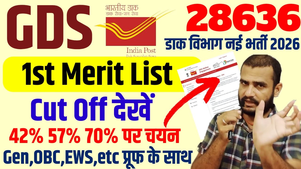 GDS Result 2026 GDS 42% 57% Cut Off | India Post GDS Cut Off 2026 | Post Office GDS Result 2026 GDS 