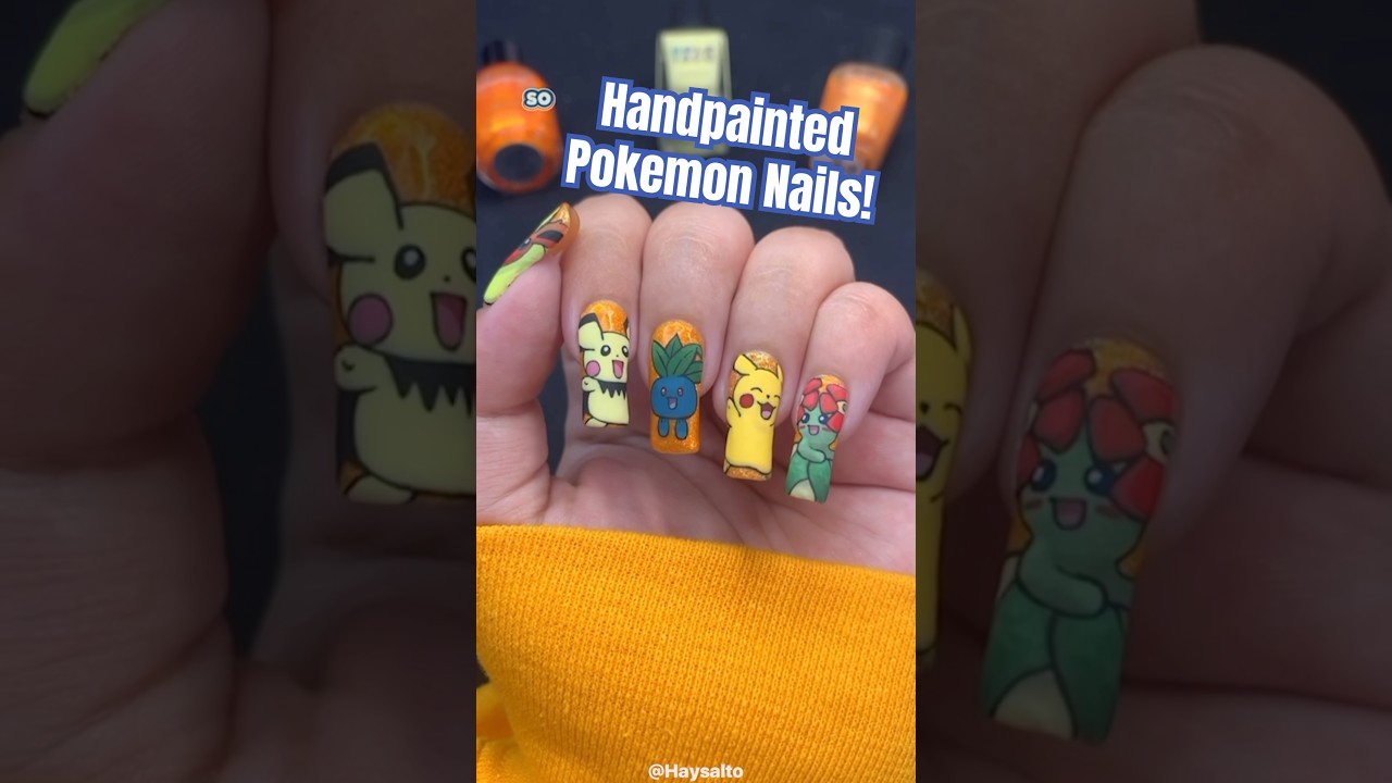 Did anyone ever learn to play Pokemon? #pokemonnails #oddish #pokemon #nailartist #diynails