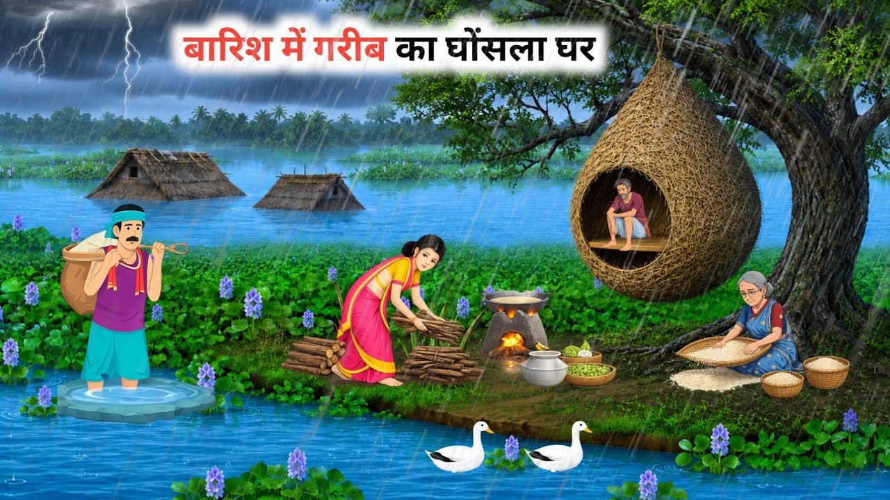 बारिश मै गरीब का घोंसला घर | हिंदी कहानी | मोरल स्टोरी | Hindi kahani | Hindi moral stories