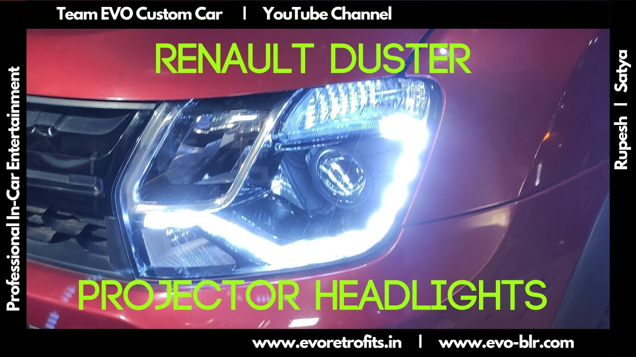 EVO CUSTOM CAR: Renault Duster Projector Headlight retrofit demo by Specialist Rupesh