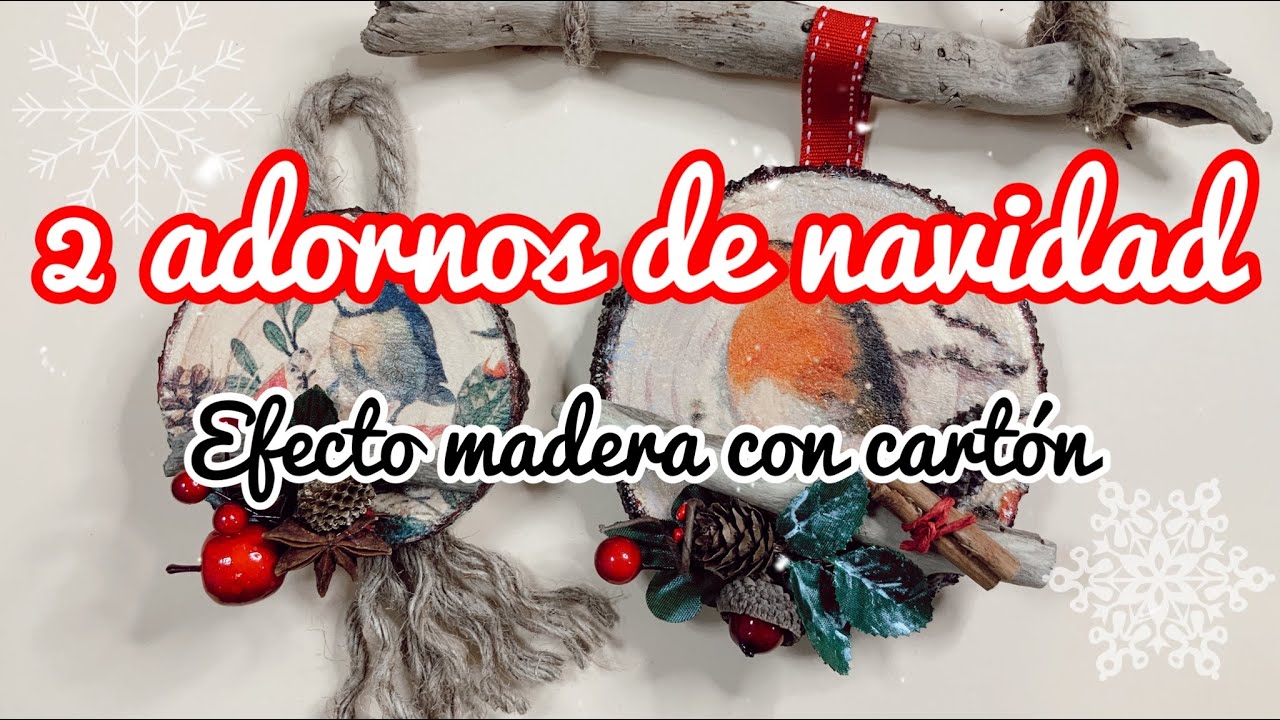 Adornos de navidad imitación madera con cartón