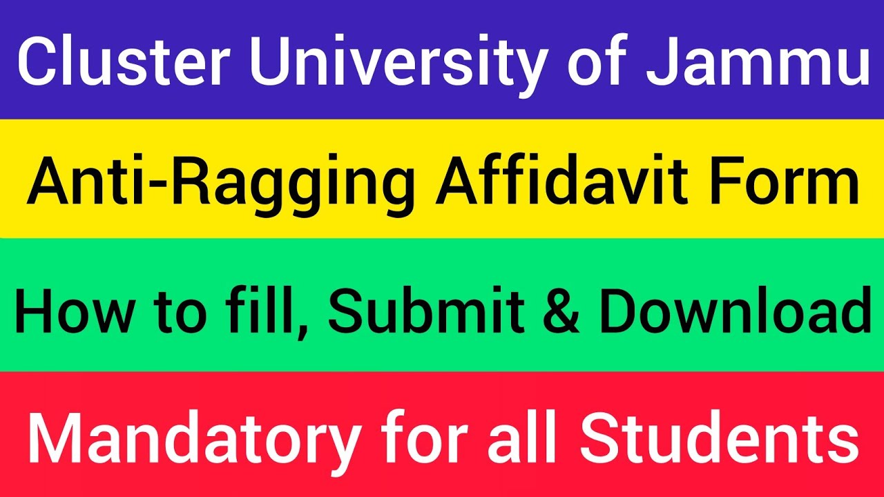 How to Fill, Submit, and Download the Anti-Ragging Affidavit Form for Cluster University of Jammu