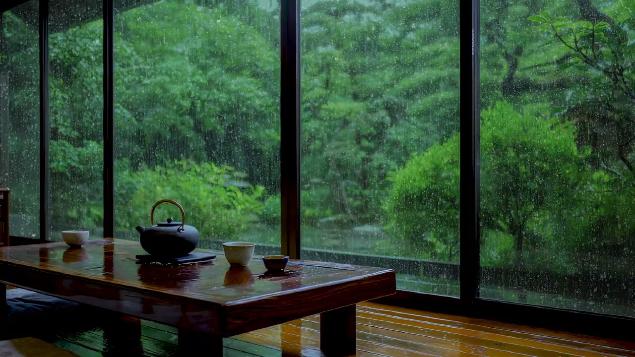 Peaceful Piano and Soft Rain | Warm Bedroom with Rain Sounds On Windows to Stress Relief, Relaxation