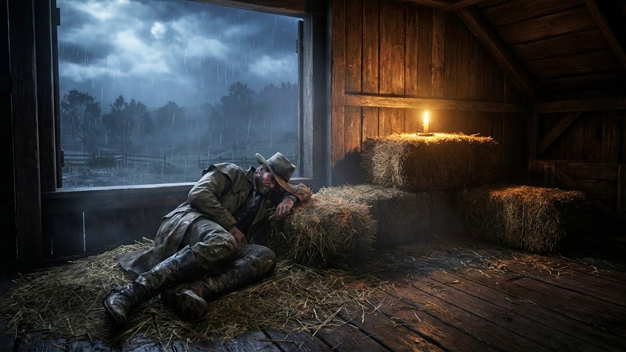 Arthur Finds a Warm Barn to Sleep as Thunderstorms Rage Outside | RDR2 ASMR