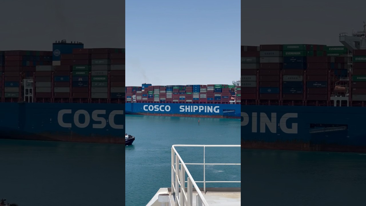 World&rsquo;s biggest container ship crossing Suez Canal, COSCO Shipping #shorts