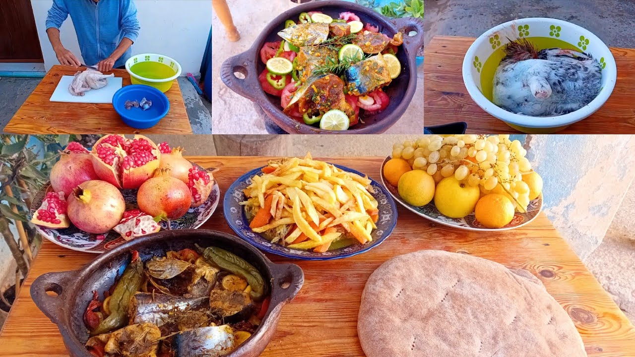 هدا اليوم أحسن غذاء بداجاج لبلدي وطجين بلحوت غذاء صحي ولذيذ. 🍲🥘