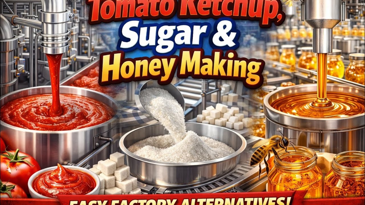 Tomatoe,sugar and honey making in factory How to Foods Making in factory. 