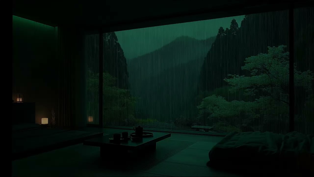 Peaceful Rain Ambience from a Cozy Dark Room with Gentle Rainfall for Deep Sleep and Calm Focus
