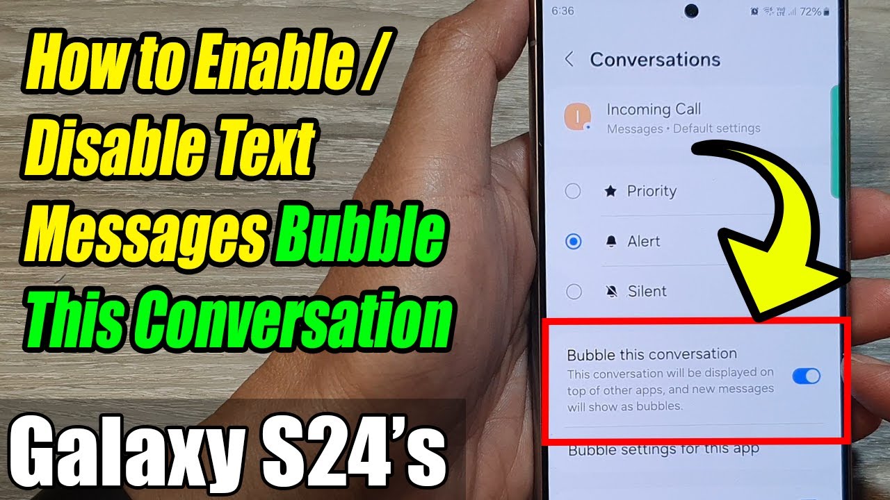 Galaxy S24/S24+/Ultra: How to Enable/Disable Text Messages Bubble This Conversation