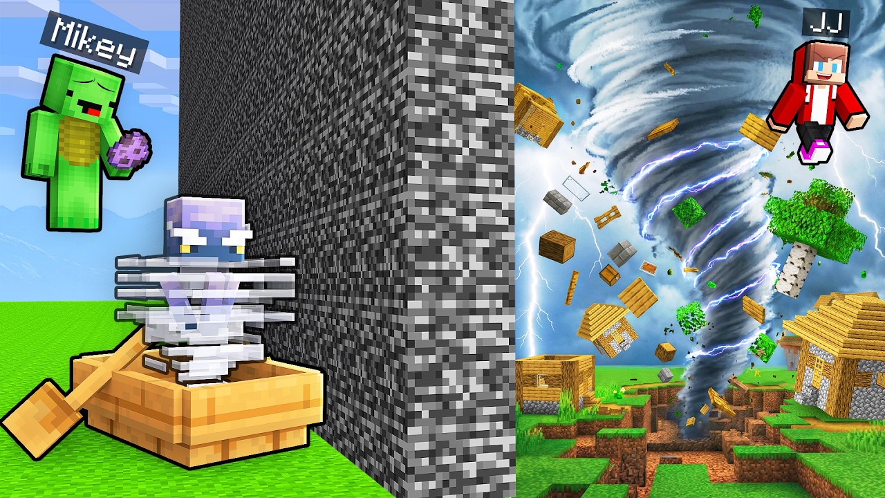 How Mikey and JJ Cheated with //TORNADO in Minecraft Build Battle - Maizen