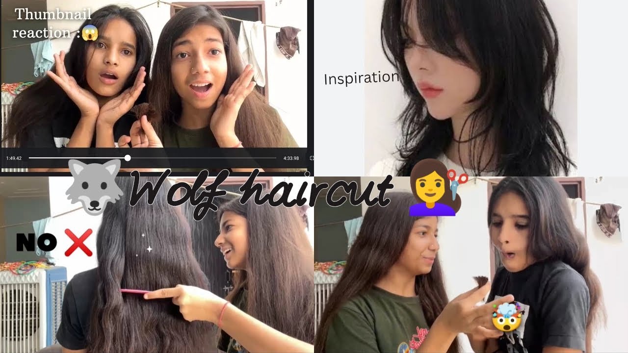 Wolf 🐺haircut 💇‍♀️ on my sister's hair 😱 #wolfcut #funnyvlogs 