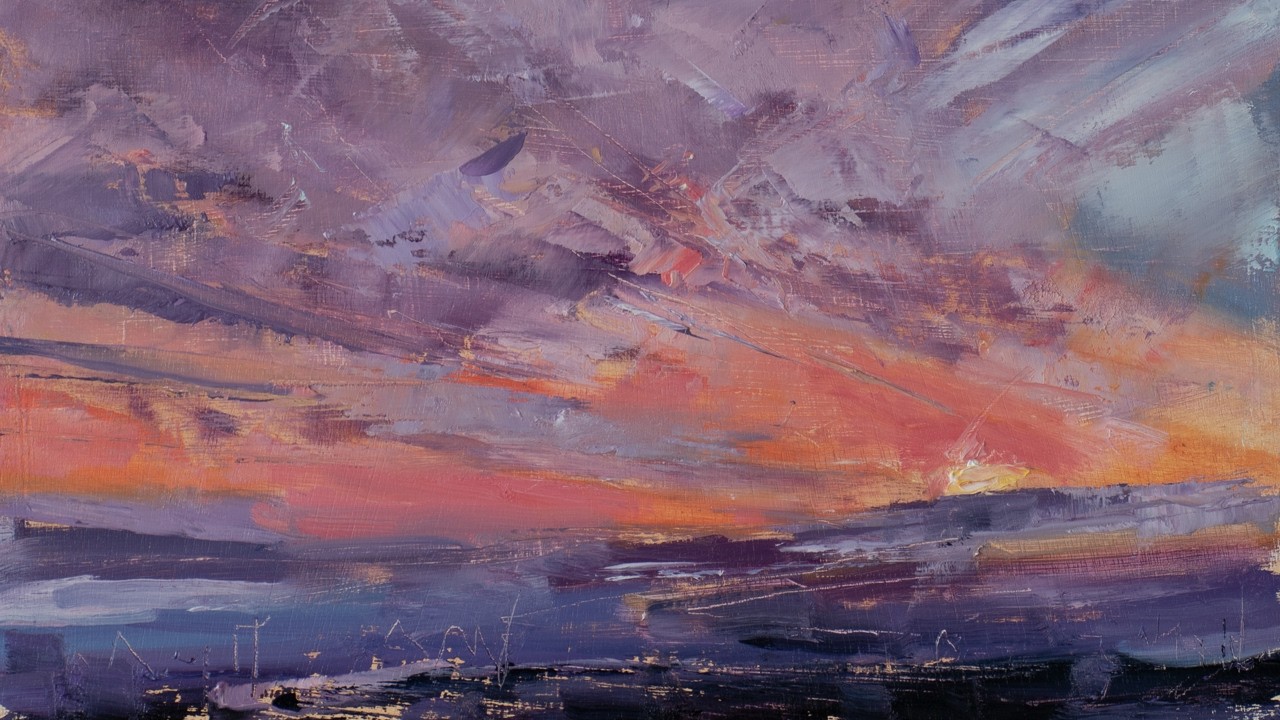 50-Minute Dramatic Sunset Sky in Oils Tutorial
