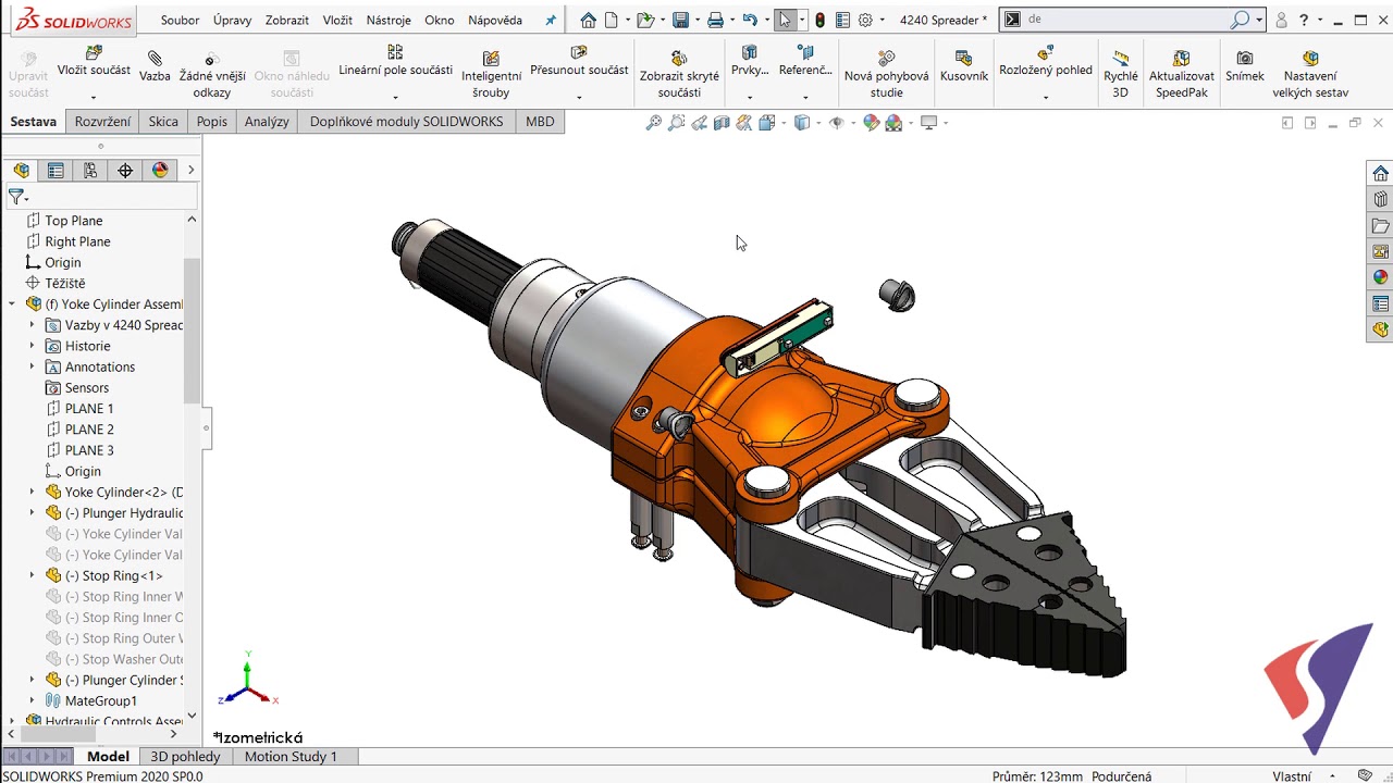 Skrytí součásti pomocí klávesy TAB - SOLIDWORKS tipy česky - cz / sk