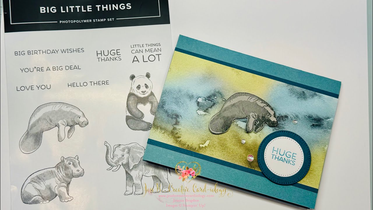 Make a Simple Card w/ Huge Thanks! Stampin’Up! Big Little Things Manatee Card Thoughtful Journey DSP