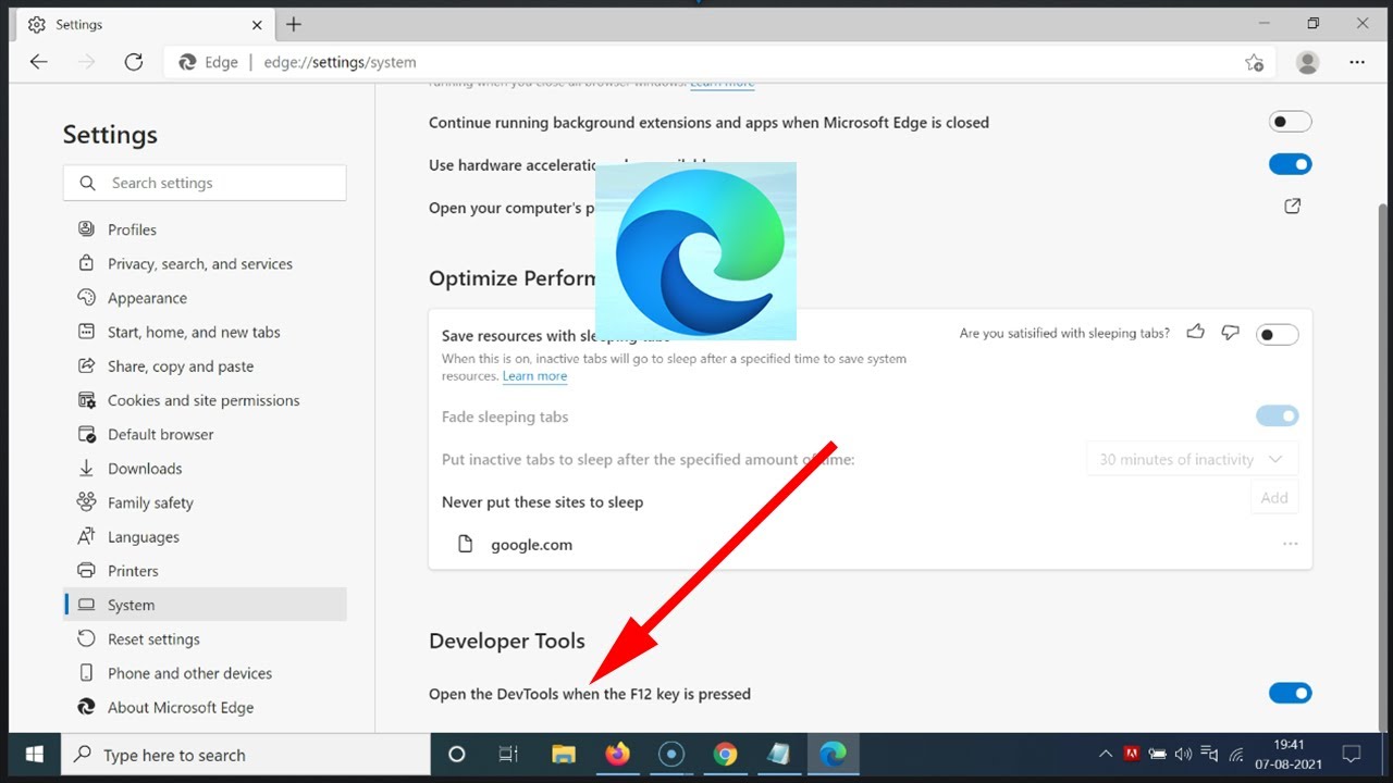 Как включить/отключить функцию «Открывать DevTools при нажатии клавиши F12» в браузере Edge в Win...